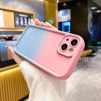 Силиконовый чехол для телефона пастельного градиентного цвета для iPhone 16 15 14 13 12 11 Pro Max XR 7 8 SE3 с защитой от отпечатков пальцев и гладким прикосновением, противоударный защитный чехол iPhone 16 темно-синий