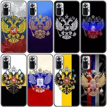 Силиконовый чехол для телефона с эмблемой российского флага для Xiaomi Redmi Note 11 10 9 8 Pro 11T 10T 10S 9S 8T 9 9A 9C 9T, черный чехол Redmi 8