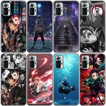 Силиконовый чехол для телефона с аниме Demon Slayer tanjiro для Xiaomi Redmi Note 11 10 9 8 Pro 11T 10T 10S 9S 8T 9 9A 9C 9T черный мягкий чехол Redmi 9