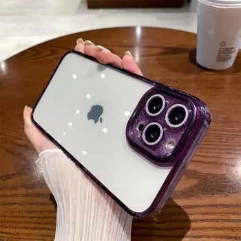 Силиконовый чехол для телефона с блестящей защитой линз для Iphone 14 13 12 11 Pro Max Xr Xs Max 14 Plus, мягкий противоударный бампер, прозрачный чехол For iPhone 12Pro Max