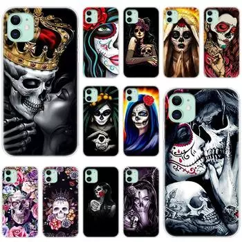 Силиконовый чехол для телефона с черепом и катринами для Apple iPhone 13 12 Mini 11 Pro XS Max X XR 6 6S 7 8 Plus 5 SE 2020, роскошный мягкий чехол iPhone 6 ( 6S ) Plus