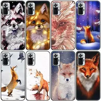 Силиконовый чехол для телефона с милым мультяшным животным лисой для Xiaomi Redmi Note 11 10 9 8 Pro 11T 10T 10S 9S 8T 9 9A 9C 9T, черный мягкий чехол Redmi 9