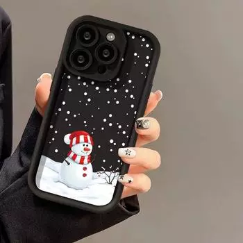 Силиконовый чехол для телефона с милым снеговиком из мультфильма «Веселый рождественский снеговик» для iPhone 16 15 14 13 12 11 Pro Max XS Max X XR, чехол 8 7 Plus, противоударный бампер, задняя крышка iPhone 15 белый