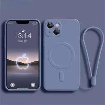 Силиконовый чехол для телефона с ремешком на запястье для iPhone 13 14 15 16 Pro Max 12 11 X XR XS 7 8 Plus SE для магнитного беспроводного зарядного чехла Magsafe iPhone 14 Pro Max белый