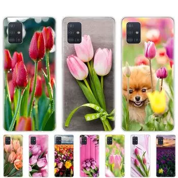Силиконовый чехол для телефона Samsung Galaxy A51 A31 A41 A71 A01 A81 A91 A30S A20S A50S M30S M40S Тюльпаны Цветок Весеннее поле Samsung A51