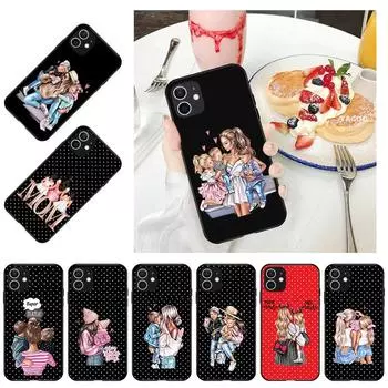 Силиконовый чехол для телефона Super Baby Mom Girl Boy для iPhone 13 12 11 Pro Max Mini XR 7 8 6 6s Plus SE 2020 X XS Max, черный мягкий чехол iPhone 13 Mini
