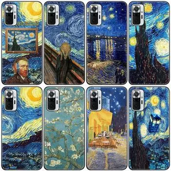 Силиконовый чехол для телефона Van Gogh Starry Sky Art для Xiaomi Redmi Note 11 10 9 8 Pro 11T 10T 10S 9S 8T 9 9A 9C 9T, черный мягкий чехол Redmi 8