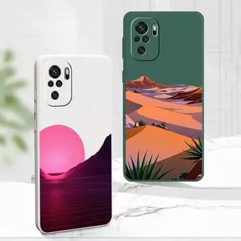Силиконовый чехол для телефона Xiaomi Redmi Note 8 11S 9 9S 11 Pro 9T 9A 7 10C Эстетическое искусство Ручная роспись узор Горный пейзаж Redmi Note 10(10S)