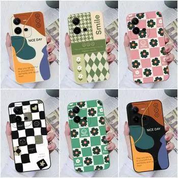 Силиконовый чехол для Vivo Z1 Pro Z3X Z5X V21E V27 Pro V9 V19 V20 V23E V25E, модный клетчатый узор, квадратный жидкий мягкий силикон для Vivo, бампер, чехол Vivo V19