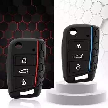 Силиконовый чехол для выкидного ключа с 3 кнопками, подходит для VW GOLF 7 MK7 SKODA SEAT 2014 2015 2016 FOB HULL OCTAVIA COMBI LEON IBIZA CUPTRA Case красный