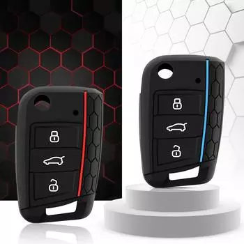 Силиконовый чехол для выкидного ключа с 3 кнопками, подходит для VW GOLF 7 MK7 SKODA SEAT 2014 2015 2016 FOB HULL OCTAVIA COMBI LEON IBIZA CUPTRA Case красный