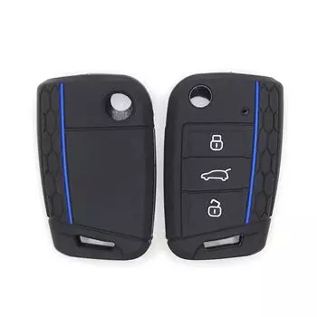 Силиконовый чехол для выкидного ключа с 3 кнопками, подходит для VW GOLF 7 MK7 SKODA SEAT 2014 2015 2016 FOB HULL OCTAVIA COMBI LEON IBIZA CUPTRA Case