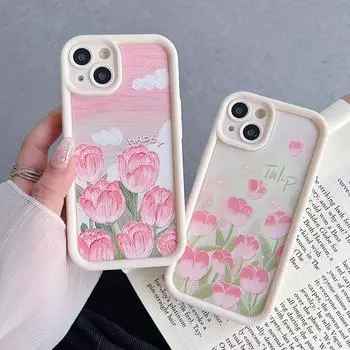 Силиконовый чехол для Xiaomi Redmi Note 13 12 11 10 Samsung A54 A24 A14 Oppo A78 A58 A38 Tecno Spark 10C Funda Pink Tulip Roses Cute Cover Мягкий бампер из ТПУ Infinix Hot 10