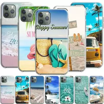 Силиконовый чехол Hello Cool Summer Beach Sea для Apple iPhone 12 Mini 11 Pro SE XS X XR Max 8 7 6S 6 Plus 5S for Iphone 11 aero синий