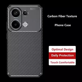 Силиконовый чехол из углеродного волокна для Xiaomi Redmi 13C 12C Note 13 POCO X6 Pro Plus Samsung Galaxy A15 A25 A05S A14 S24 Ultra OnePlus 12 11 5G 4G чехол для телефона Samsung Galaxy A14 5G чёрный