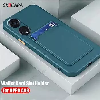 Силиконовый чехол-кошелек с отделением для карт A98 для Oppo A98 A1 5G A58 A78 A17K A57 A77 A16 A55 A54, защита камеры ярких цветов, противоударная мягкая задняя крышка For Oppo A77 5G 2022 розовый