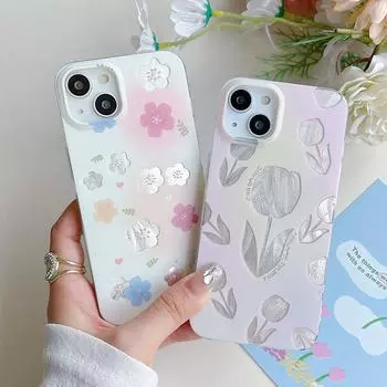 Силиконовый чехол Laser Flower Tulip для Xiaomi Redmi Note 12 11 Samsung A54 A24 A14 Oppo A78 A58 A38 Infinix Note 30 Funda Painted Cover Soft TPU Bumper Honor 200 Lite (5G)