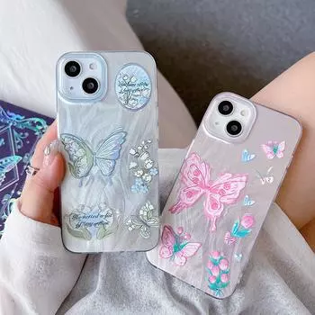 Силиконовый чехол Laser Tulip Butterfly для Xiaomi Redmi Note 12 11 10 Samsung A54 A24 A14 Oppo A78 A58 A38 Tecno Spark 10 Pro Funda Cover Soft TPU Bumper Infinix Hot 10 Lite