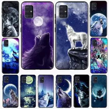 Силиконовый чехол Moon Roaring Wolf для Samsung Galaxy A51 A71 A50 A21s A10 A20e A30 A40 A70 A31 A41 A52 A12, мягкая задняя крышка Fundas Samsung A10