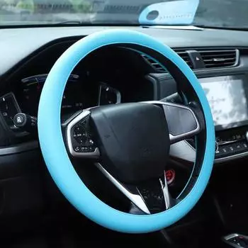 Силиконовый чехол на руль, однотонный, износостойкий, нескользящий дизайн, простая установка, универсальный защитный чехол на руль.