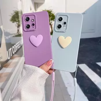 Силиконовый чехол Note12 Love Heart Lanyard для Xiaomi Redmi Note 12 Pro Plus 5g 12s 12pro 11 12c Redmi12 Camera Cover Note12s 4g Redmi Note 12 4g