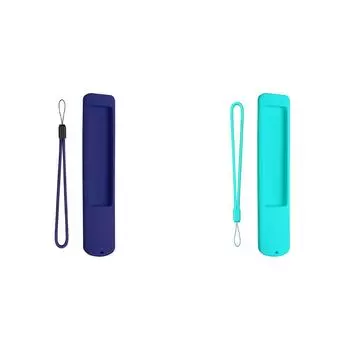 Силиконовый чехол, противоскользящий чехол для пульта дистанционного управления со шнурком для XMRM-ML(РетроСиний)