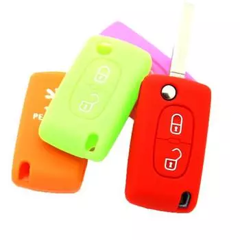 Силиконовый чехол с 2 кнопками для автомобиля, чехол для дистанционного ключа для Peugeot Citroen оранжевый