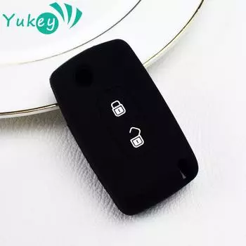 Силиконовый чехол с 2 кнопками для Peugeot Partner Tepee 207 307 308 407 для Citroen C-Crosser C3 C4 Picasso Berlingo, чехол чёрный