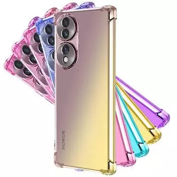 Силиконовый чехол с градиентом для Honor 90 Pro 90lite 80pro 70 Pro Plus с четырьмя углами, противоударные подушки безопасности, мягкий ТПУ, прозрачная задняя крышка для Honor X50i X40 Honor 70 Pro