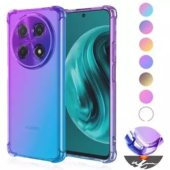 Силиконовый чехол с градиентом для Huawei Nova 12i 12 SE 12S 12pro Lite Nova 11 Pro 11i 10 9 SE с четырьмя углами, противоударные подушки безопасности, мягкий полупрозрачный чехол из ТПУ Huawei Nova 12i розовый/зелёный