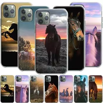 Силиконовый чехол с изображением лошади для Apple iPhone 12 Mini 11 Pro SE XS X XR Max 8 7 6S 6 Plus 5S for Iphone 11 aero синий