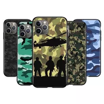 Силиконовый чехол с камуфляжным рисунком для Apple IPhone 12 Mini 11 Pro XS Max X XR 6S 6 7 8 Plus 5S, мягкий черный матовый чехол iphone 11