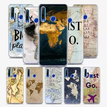 Силиконовый чехол с картой мира для путешествий для Honor 30 30S 30i 9 10 9A 9C 9S 9N 10i 10X 9X Lite Pro 5G чехол для телефона Honor 9