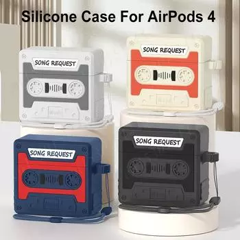 Силиконовый чехол с кассетой для AirPods 4 Gen (2024) 3D милый мягкий силиконовый чехол защитная пленка для AirPods 4-го поколения чехол
