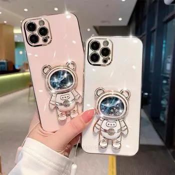 Силиконовый чехол с покрытием Astronaut Holder для iPhone 14 13 11 12 Pro Xs Max Mini Xr X 6 7 8 Plus 14pro 13mini Lanyard Cover Se 2022 For iPhone 14