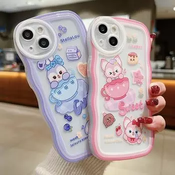 Силиконовый чехол с волнистым краем для Oppo A58 A78 A38 Samsung A54 A34 A24 A14 iPhone 15 14 Redmi Note 12 11 10 Infinix Note 30 Funda Cute Sweet Day Cat Cover Infinix Hot 10 (X682)