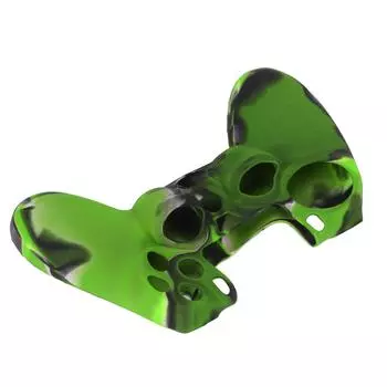 Силиконовый чехол с защитой от скольжения и 1 парой накладок для большого пальца для PS4 камуфляж зеленый