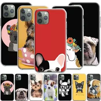 Силиконовый чехол «Щенок мопса бульдога» для Apple iPhone 13 12 Mini 11 Pro SE XS X XR Max 8 7 6S 6 Plus 5S Iphone 11