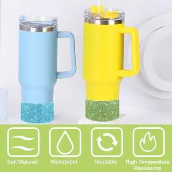Силиконовый чехол Yousheng со стразами для стакана 40 унций, блестящий чехол для стакана, бутылки с водой, нижний рукав, противоскользящие аксессуары для игристых чашек