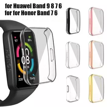 Силиконовый чехол, защитный чехол, аксессуары для Huawei Band 9 8 7 6, защитный чехол для смарт-часов TPU для Honor Band 7 6 Huawei Band 6 прозрачный