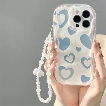 Силиконовый чехол Zhitai Cream Pattern для iPhone 13/14/15/16 Pro с цепочкой для мобильных устройств и антибликовой пленкой iPhone 13 Mini