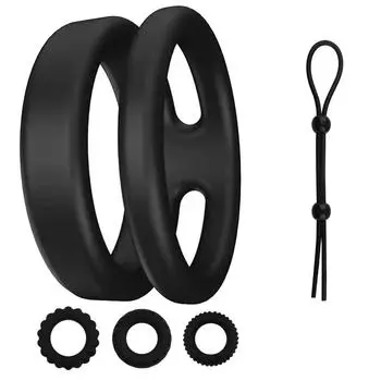 Силиконовый член/кольцо для пениса, мужское, более сильное, двойное кольцо, для взрослых, для пар, смазочные материалы для использования в игрушках One Size