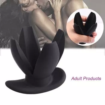 Силиконовый анальный штекер в форме чёрного цветка, секс-игрушка для взрослых: 18+ 1 pcs