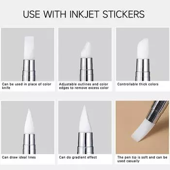 Силиконовый деревянный столбик для дизайна ногтей, ручка-кисть, наконечник для УФ-гель-лака, 3D-изображение, кисти для точечного лака, скульптурная ручка, инструмент для маникюра «сделай сам» 01