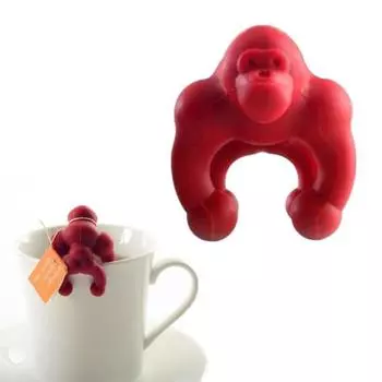 Силиконовый держатель для чайного пакетика в виде шимпанзе, многофункциональный держатель для крышки кастрюли, противоскользящая чашка в форме милого животного, маркер для кружки, вешалка для чайного пакетика, кухонные принадлежности белый