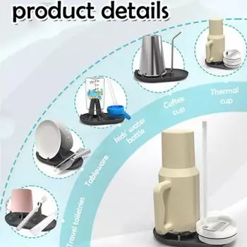 Силиконовый держатель для чашек, сушилка, прочное основание, органайзер для хранения чашек на 20–40 унций, крышки, соломинки, бутылки, держатель для кружек, кухонные аксессуары чёрный