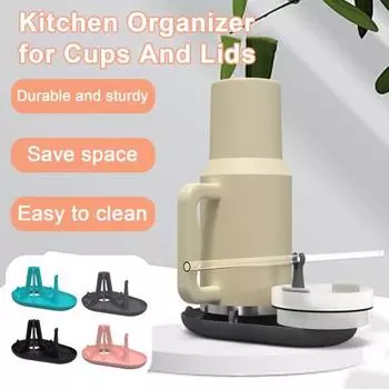 Силиконовый держатель для чашек, сушилка, прочное основание, органайзер для хранения чашек на 20–40 унций, крышки, соломинки, бутылки, держатель для кружек, кухонные аксессуары чёрный