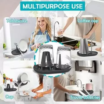 Силиконовый держатель для чашек, сушилка, прочное основание, органайзер для хранения чашек на 20–40 унций, крышки, соломинки, бутылки, держатель для кружек, кухонные аксессуары чёрный