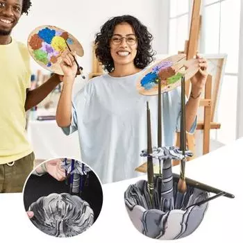 Силиконовый держатель для чистки кистей с чашей для промывки, устойчивый к брызгам инструмент для чистки кистей, органайзер для художественной росписи, принадлежности для акриловой живописи