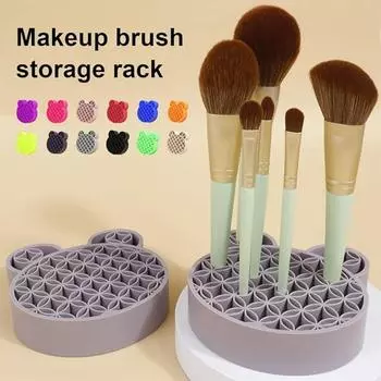 Силиконовый держатель для хранения кистей, полка для сушки кистей для рисования, хранение косметических кистей розовый